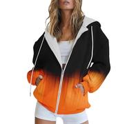 Women's Gradient Hooded Zip-Up Sweatshirt - Soft Stretchy Zip Hoodie with Pockets, Casual Everyday Wear (12,M)