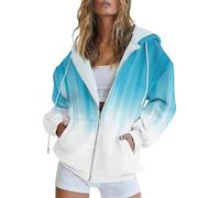 Women's Gradient Hooded Zip-Up Sweatshirt - Soft Stretchy Zip Hoodie with Pockets, Casual Everyday Wear (15,XXL)