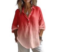 Women's Gradient Long Sleeve Button Down Shirt, Boho Summer Blouse, Relaxed Fit (UK, Alpha, L, Regular, Regular, #5)