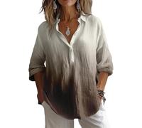 Women's Gradient Long Sleeve Button Down Shirt, Boho Summer Blouse, Relaxed Fit (UK, Alpha, XXL, Regular, Regular, #6)