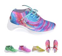 Womens Gradient Mesh Wedge Trainers, Womens Colorful Mesh Trainers, Fashion Lightweight Sneakers Breathable Casual Sneakers Comfortable Anti-Slip Running Shoes Stretch Fitness Shoes for Women Yellow