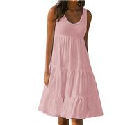 Women's Gradient Printed Sleeveless Beach Dresses, Casual Round Neck Plus Size Dress, Summer Loose Fitted Midi Dress