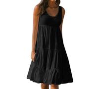 Women's Gradient Printed Sleeveless Beach Dresses, Casual Round Neck Plus Size Dress, Summer Loose Fitted Midi Dress