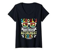 Womens Graduation School's Out Forever Retirement 2026 Retirement V-Neck T-Shirt