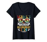 Womens Graduation School's Out Forever Retirement 2026 Retirement V-Neck T-Shirt