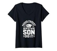 Women's Graduation Senior Proud Parent My Son Did It V-Neck T-Shirt