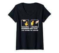 Womens Grammar Matters Stop Scaring The Chickens You're Dinner V-Neck T-Shirt