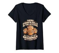 Women's Grammar Use to Make English Teacher Bread Synonym Rolls V-Neck T-Shirt