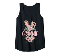 Womens Grammie Cute Leopard Bunny Ears Floral Easter Tank Top