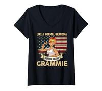 Womens Grammie Like A Normal Grandma Only More Awesome Grandma V-Neck T-Shirt
