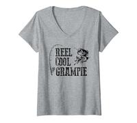 Womens Grampie Fishing: Reel Cool Grampie Funny Gift V-Neck T-Shirt