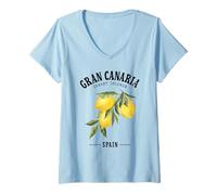 Womens Gran Canaria Canary Islands Lemon Spanish Fruit Art Spain V-Neck T-Shirt