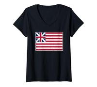 Womens Grand Continental Colors Union USA Congress Flag V-Neck T-Shirt