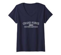 Women's Grand Forks North Dakota V-Neck T-Shirt