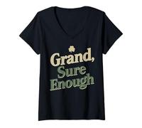 Women's Grand Sure Enough Irish Shamrock Graphic V-Neck T-Shirt