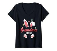Women's Grandma Bunny Easter Funny Grandma Rabbit Quote V-Neck T-Shirt