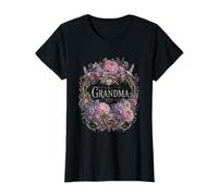 Womens Grandma Floral Hummingbird Peony Hydrangea Tea Cup T-Shirt
