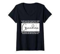 Women's Grandma Heart Words Loving Grandma Typography Design V-Neck T-Shirt