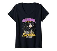 Womens Grandma is The Real Superhero, Cape and All V-Neck T-Shirt