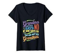 Womens Grandma Says No You're Not Her Grandkids V-Neck T-Shirt