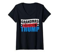 Womens Grandmas Against Trump 2020 Election Donald Democrat Gift V-Neck T-Shirt
