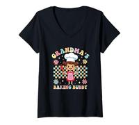 Womens Grandma's Baking Buddy Fun Time V-Neck T-Shirt