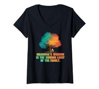 Womens Grandmas Wisdom is The Shining Light of The Family V-Neck T-Shirt