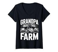 Women's Grandpa Built This Farm Tractor Pride V-Neck T-Shirt