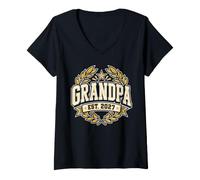 Women's Grandpa Est. 2027 Laurel Star Badge V-Neck T-Shirt