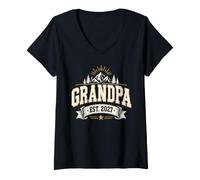 Women's Grandpa Est. 2027 Vintage Mountain Badge V-Neck T-Shirt