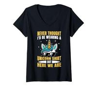Women's Grandparents Day Never Thought I'd Be Wearing A Unicorn V-Neck T-Shirt