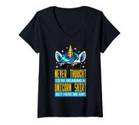 Women's Grandparents Never Thought I'd Be Wearing A Unicorn V-Neck T-Shirt