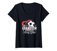 Women's Grandson Soccer Scoring Goals V-Neck T-Shirt