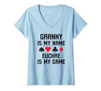Womens Granny is my name euchre is my game funny euchre humor V-Neck T-Shirt