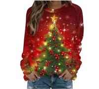Women's Graphic Christmas Sweatshirts Letter Western Christmas Costume Crewneck Pullover Sweatshirts for Women Winter Winter Fall Ladies Christmas Deer Anime Tops Xmas Cute Womens Red