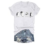 Womens Graphic T Shirts Chost Pumkin Print Spooky Season Tee Short Sleeve Spooky Fashion Tee Happy Festival Family Party Celebration Halloween Street Travel (White, XL)