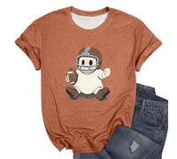Womens Graphic T Shirts Funny Pumpkin Printed Spooky Season Shirts Short Sleeve Casual Top Comfort Festival Thanksgiving Blouse for Halloween Costume Parties (Orange, L)
