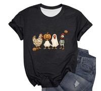 Womens Graphic T Shirts Funny Pumpkin Printed Spooky Season Shirts Short Sleeve Spooky Fashion Tee Comfort Lightweight Basic Blouse Halloween Thanksgiving Gift (Black, M)