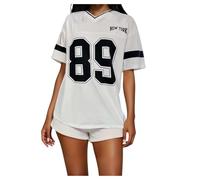 Womens Graphic Tees Y2K Oversized Number Graphic V Neck Summer Top Short Sleeve Jersey T-Shirt Streetwear Tops Shirts Casual Tee Tops Summer Blokecore Aesthetic Vintage 90S Streetwear