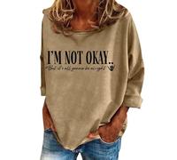 Women's Graphic Tunic Sweatshirts Casual Fashion Loose Fitting Clothes Y2K Sweaters Gothic Workou Personalized Trendy Fall Loose Fit Plain Womens Teen Sweatshirts Cute University Khaki