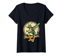 Women's Grasshopper Jump for Joy V-Neck T-Shirt