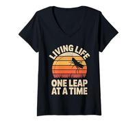 Women's Grasshopper Living Life One Leap At A Time V-Neck T-Shirt