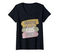 Womens Grateful for The Simple Things Daily Mindset Quote V-Neck T-Shirt