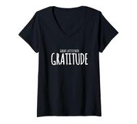 Women's Gratitude: Great Attitude Abundance - Inspiring Affirmations V-Neck T-Shirt