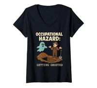 Women's Gravedigger Cemetery Worker Digging Graves Graveyard Crew V-Neck T-Shirt