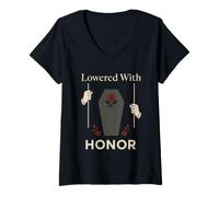 Women's Gravedigger Cemetery Worker Digging Graves Graveyard Crew V-Neck T-Shirt
