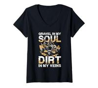 Womens Gravel in My Soul Dirt in My Veins V-Neck T-Shirt