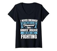 Women's Graves Disease Warrior V-Neck T-Shirt
