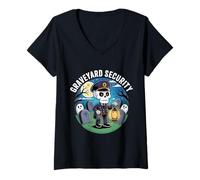Womens Graveyard Security Overnight Worker Work |--- V-Neck T-Shirt