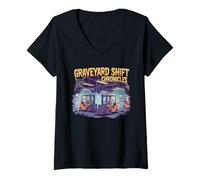 Womens Graveyard Shift Chronicles. Logistics Supply Chain Halloween V-Neck T-Shirt